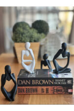 3’lü Takım Dekoratif Soyut İnsan Biblo Dekor Heykel Kitaplık Süsü