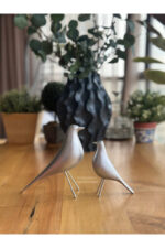 2’li Takım Dekoratif Gümüş Kuş Biblo Masa-Sehpa Üstü Aksesuar/Kitaplık Süsü/Raf Kombin/Aksesuar - Görsel 4