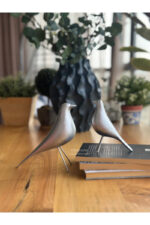 2’li Takım Dekoratif Gümüş Kuş Biblo Masa-Sehpa Üstü Aksesuar/Kitaplık Süsü/Raf Kombin/Aksesuar - Görsel 5