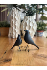2’li Takım Dekoratif Antrasit Kuş Biblo Masa-Sehpa Üstü Aksesuar/Kitaplık Süsü/Raf Kombin/Aksesuar - Görsel 3