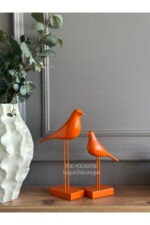 2’li Takım Dekoratif Kuş Biblo Masa-Sehpa Üstü Aksesuar/Kitaplık Süsü/Raf Kombin/Aksesuar - Görsel 5